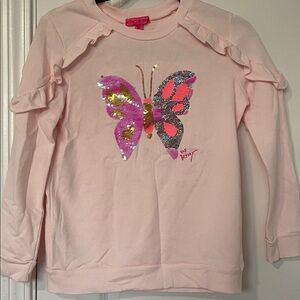 Betsey Johnson Pink Sweatshirt with Sequin Butterfly